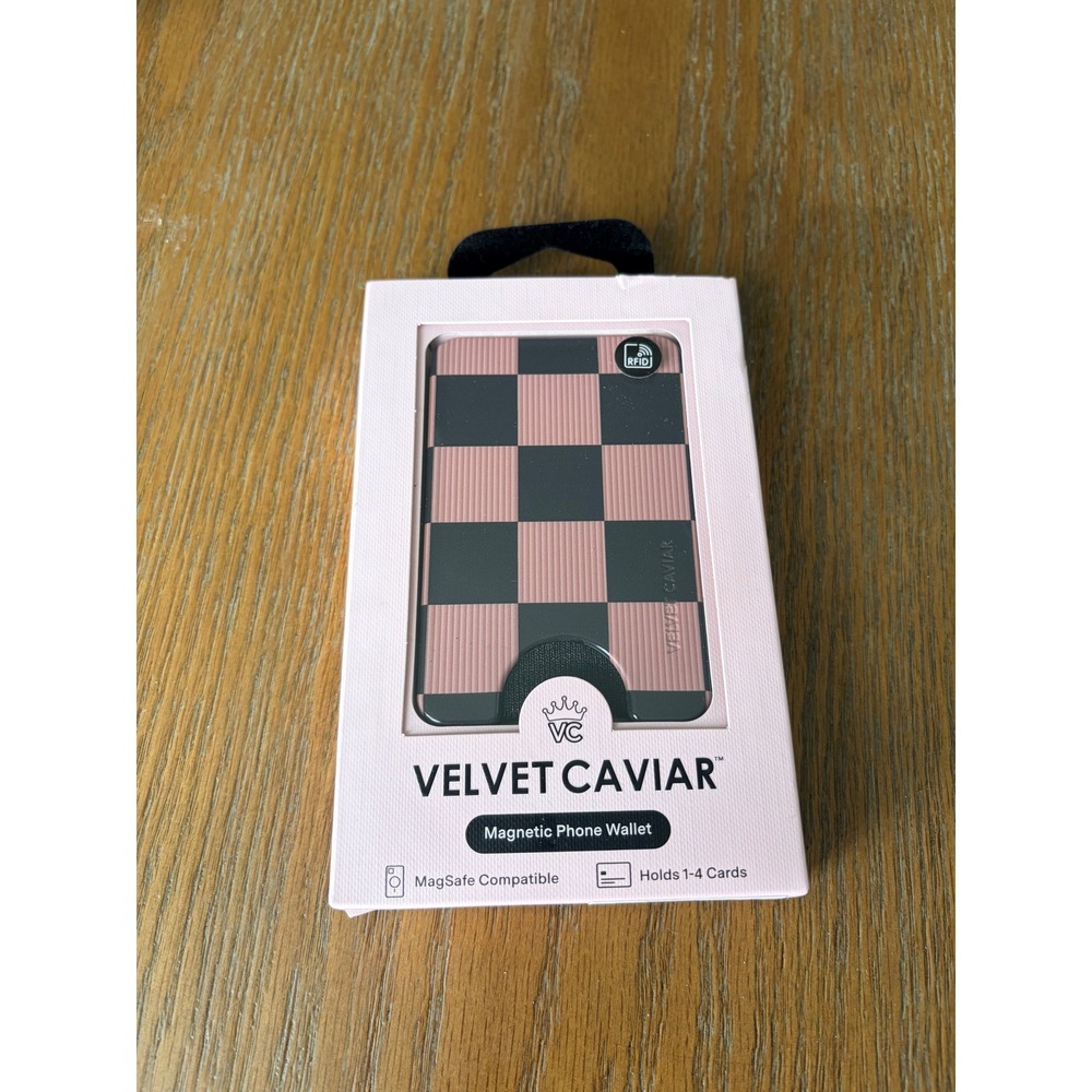 Velvet Caviar Magnetic Phone Wallet MagSafe Brown Black Checkered RFID Blocking